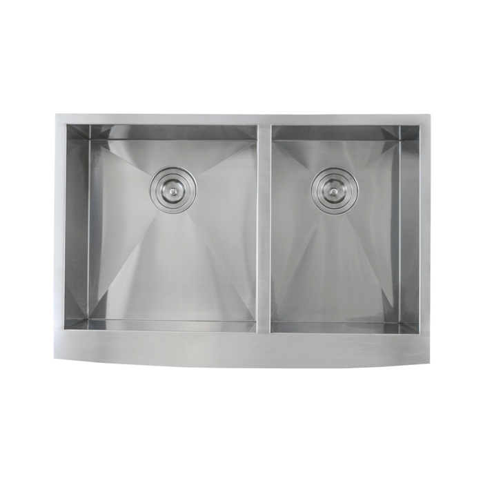 KBFMORE™ 33" Stainless Steel Double Bowl Farmhouse Kitchen Sink