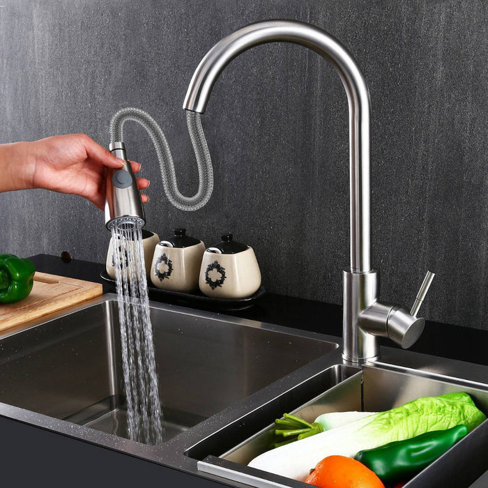 KBFMORE™ 17.5" Pull Down Kitchen Faucet with Double Function Spray Head