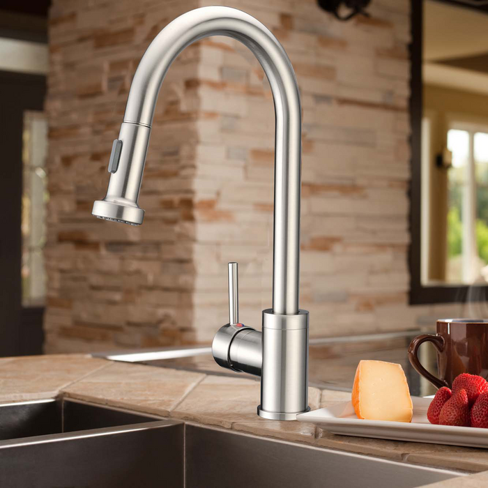 KBFMORE™ 16" Pull Down Kitchen Faucet with Double Function Spray Head