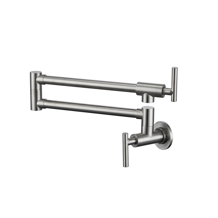 KBFMORE™ 26" Reach Dual Arm Wall-Mounted Pot Filler Kitchen Faucet