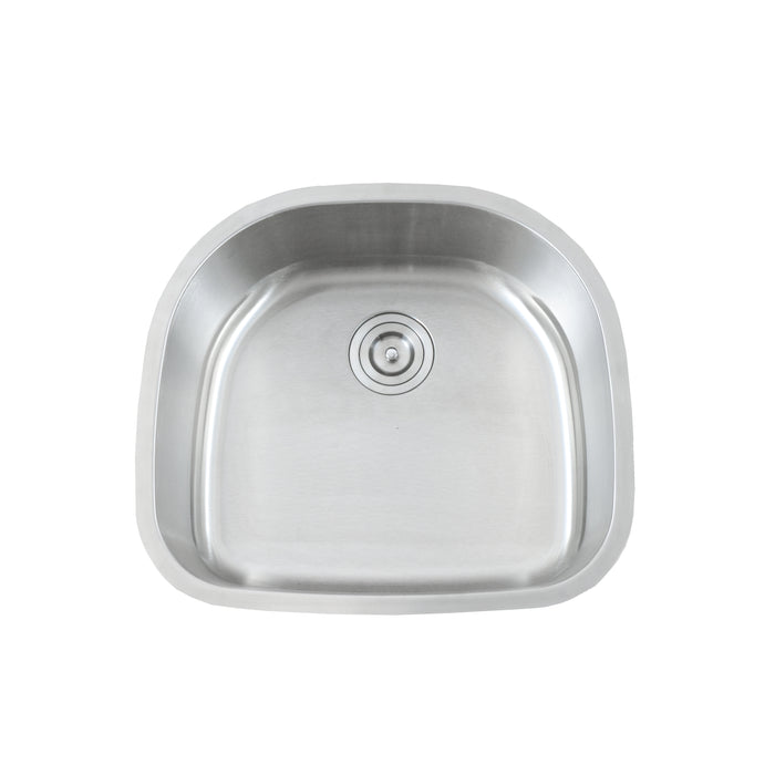 KBFMORE™ 23" Stainless Steel Single Bowl D-Shape Classic Kitchen Sink