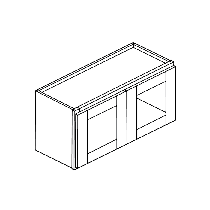 Double Glass Door Bridge Wall Cabinet (Slim Shaker Blue/Frameless/RTA)
