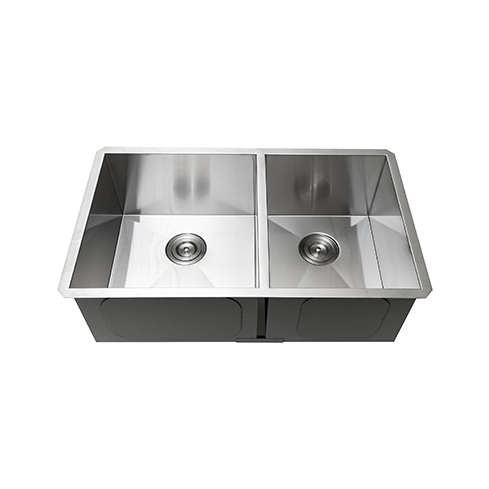KBFMORE™ 32" Stainless Steel Double Bowl (60/40) Zero Radius Kitchen Sink