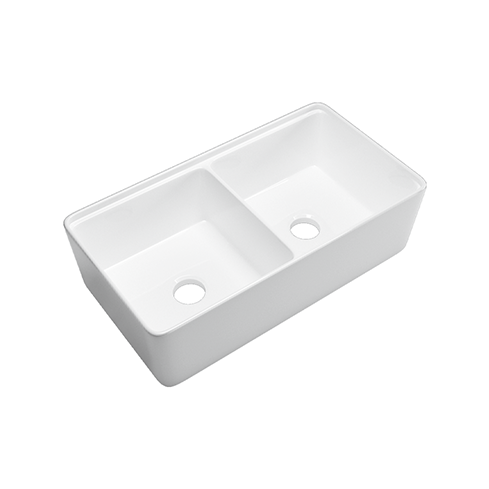 KBFMORE™ 33" Fireclay Double Bowl (50/50) Workstation Farmhouse Kitchen Sink