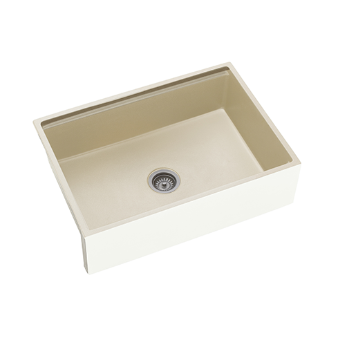 KBFMORE™ 30" Matte White Granite Composite Farmhouse Workstation Kitchen Sink with Rolling Grid, Colander, and Cutting Board