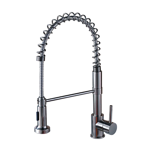 KBFMORE™ 18" Brushed Nickel Pre Rinse Pull Down Kitchen Faucet