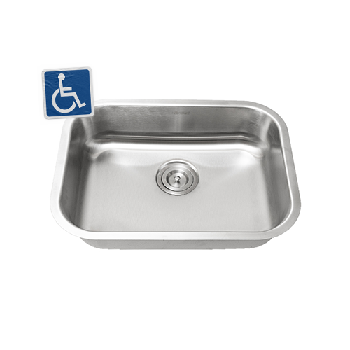 KBFMORE™ 23" ADA Stainless Steel Single Bowl Classic Kitchen Sink