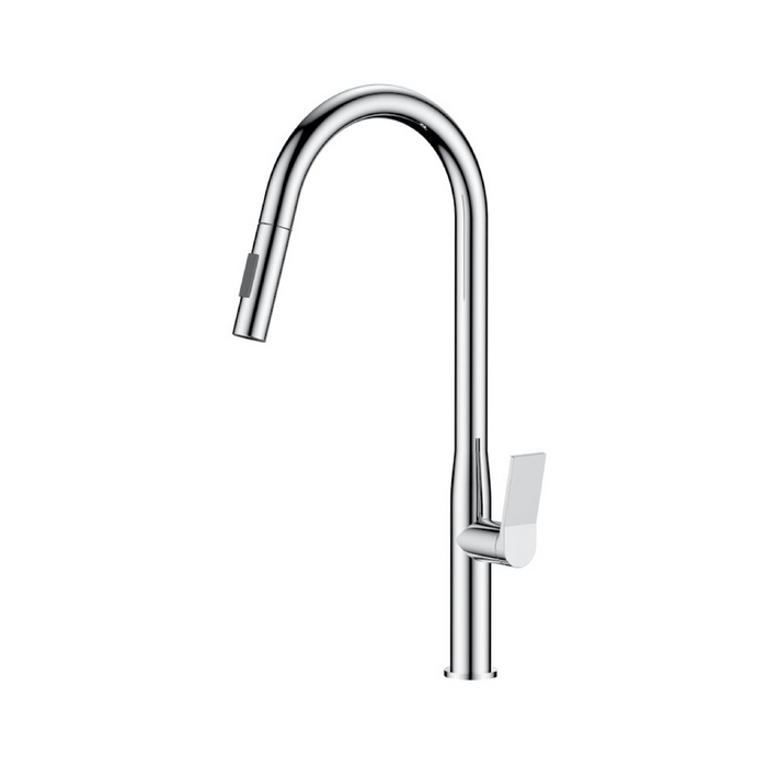 KBFMORE™ 19" Brushed Nickel Pull Down Kitchen Faucet with Double Function Spray Head