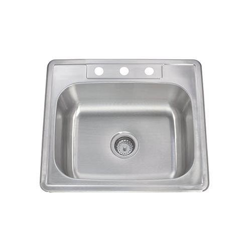 KBFMORE™ 25" Stainless Steel Single Bowl Multi-Hole Top Mount Kitchen Sink