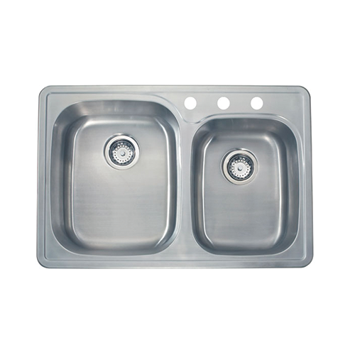 KBFMORE™ 33" Stainless Steel Double Bowl (60/40) Multi-Hole Top Mount Kitchen Sink