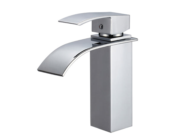 7-Inch Square Waterfall Single Handle Bathroom Faucet in Polished Chrome, B82SPC