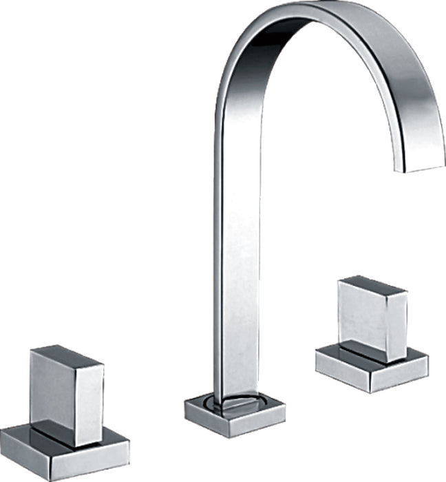 10-Inch Widespread Arc Spout Double Handle Bathroom Faucet in Polished Chrome, B04PC