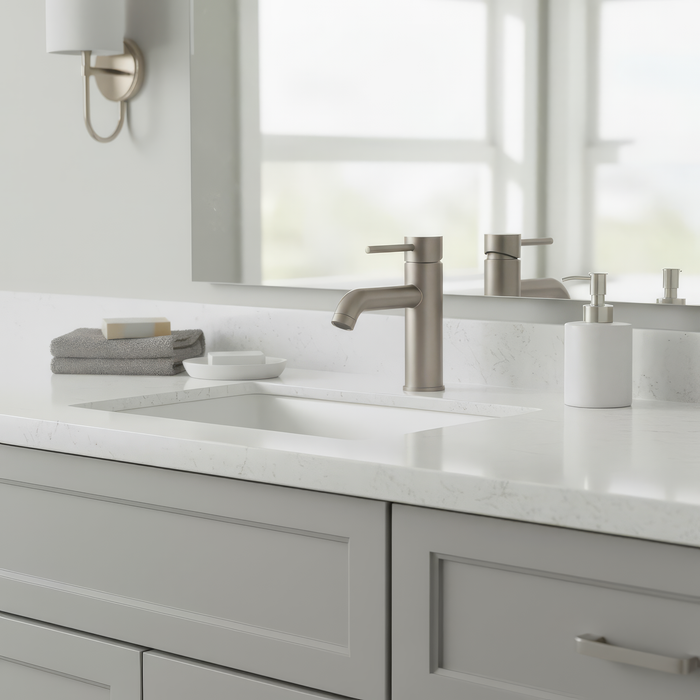 7-Inch Round Spout Single Handle Bathroom Faucet in Brushed Nickel, B80BN