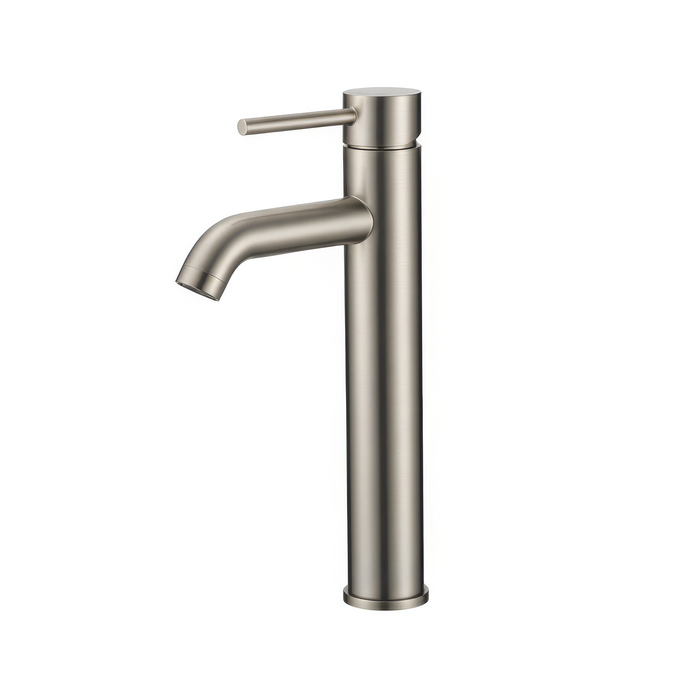12-1/2 Inch Round Spout Tall Vessel Sink Single Handle Bathroom Faucet in Brushed Nickel, B81BN