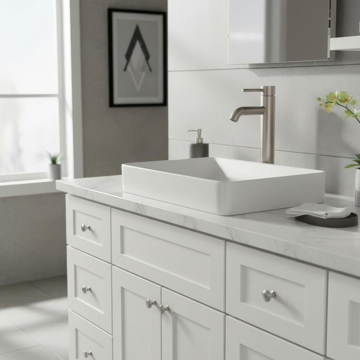 12-1/2 Inch Round Spout Tall Vessel Sink Single Handle Bathroom Faucet in Brushed Nickel, B81BN