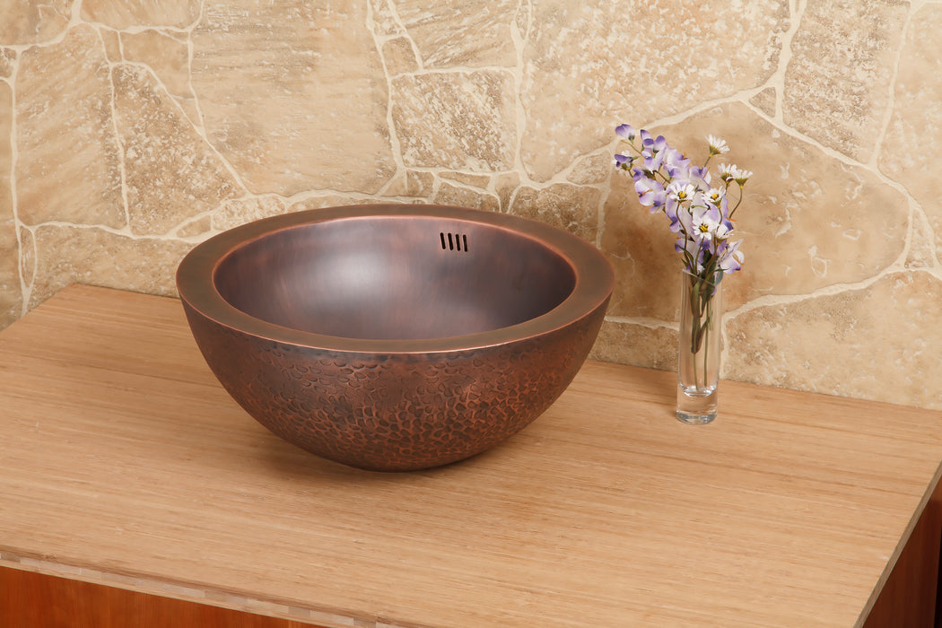 KBFMORE™ 17" Round Copper Vessel Bathroom Sink