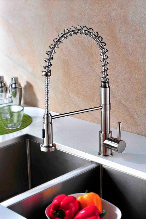 18-1/2 Inch Pull Down Dual-Function Spray Single Handle Kitchen Faucet in Brushed Nickel, K160BN