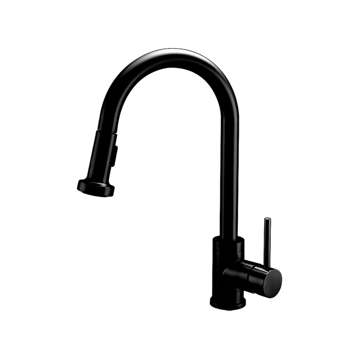 16-1/2 Inch Pull Down Dual-Function Spray Single Handle Kitchen Faucet in Matte Black, K70BK