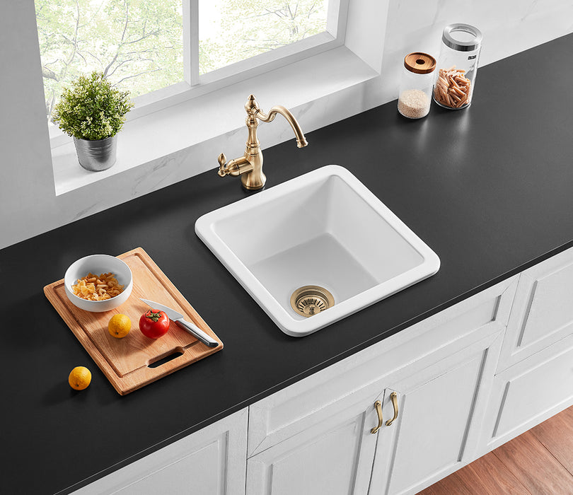 KBFMORE™ 18" Fireclay Single Bowl Dual Mount Kitchen Sink