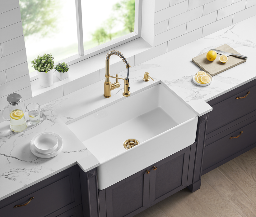 KBFMORE™ 36" Fireclay Single Bowl Farmhouse Kitchen Sink