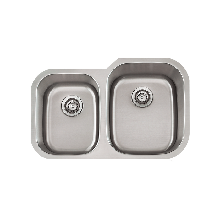 31 Inch Classic Undermount 18-Gauge Stainless Steel Double Bowl Kitchen Sink, LD181R