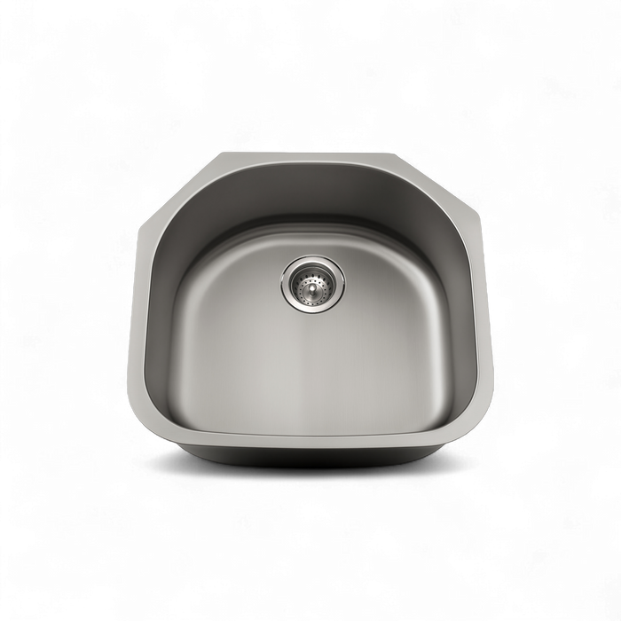 KBFMORE™ 23" Stainless Steel Single Bowl D-Shape Classic Kitchen Sink
