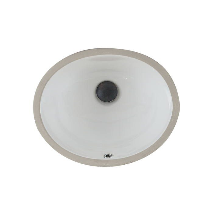 17-Inch Oval White Porcelain Undermount Bathroom Sink in Glossy Finish, U-92W3PN