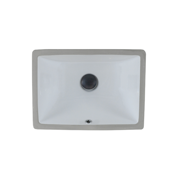 18-Inch Rectangular White Porcelain Undermount Bathroom Sink in Glossy Finish, U-94W2PN