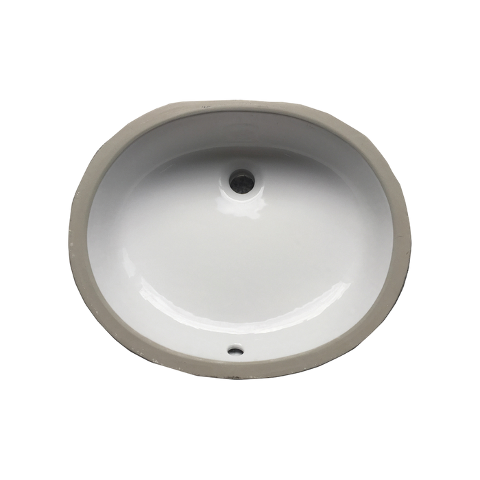 20-Inch Oval White Porcelain ADA-Compliant Undermount Bathroom Sink in Glossy Finish, U-911ADA3PN