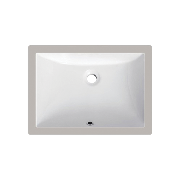 20-Inch Rectangular White Porcelain ADA-Compliant Undermount Bathroom Sink in Glossy Finish, U-912ADA2PN