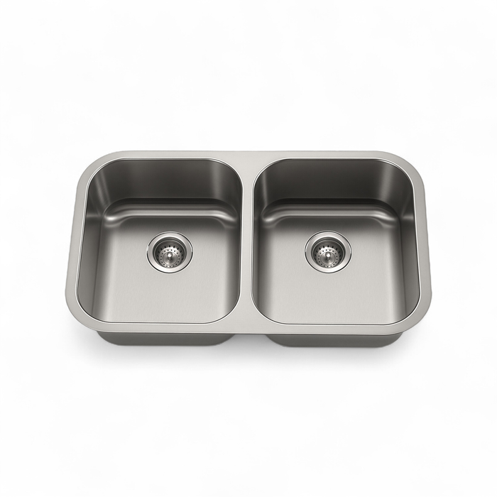 32 Inch Classic Undermount 18-Gauge Stainless Steel Double Bowl (50/50) Kitchen Sink, UD118