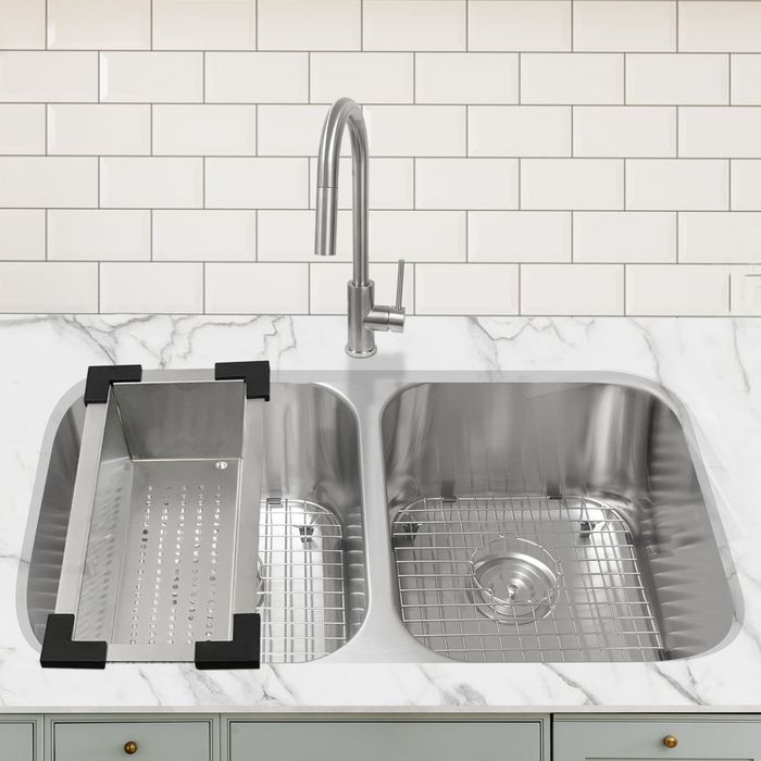 KBFMORE™ 32" Stainless Steel Double Bowl (50/50) Classic Kitchen Sink