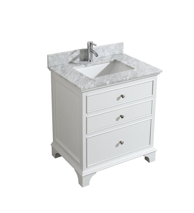 30-Inch Single Vanity in White, V-S03-2DR-30WH, Colonial Collection