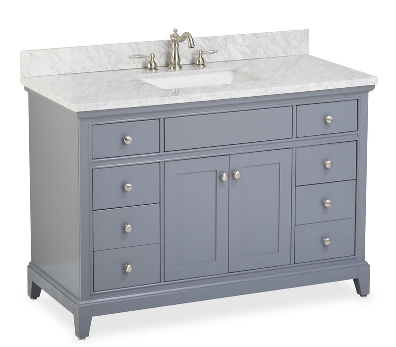 48-Inch Single Bathroom Vanity Cabinet in Grey, V-S05-2D8DR-48GR, Transitional Collection