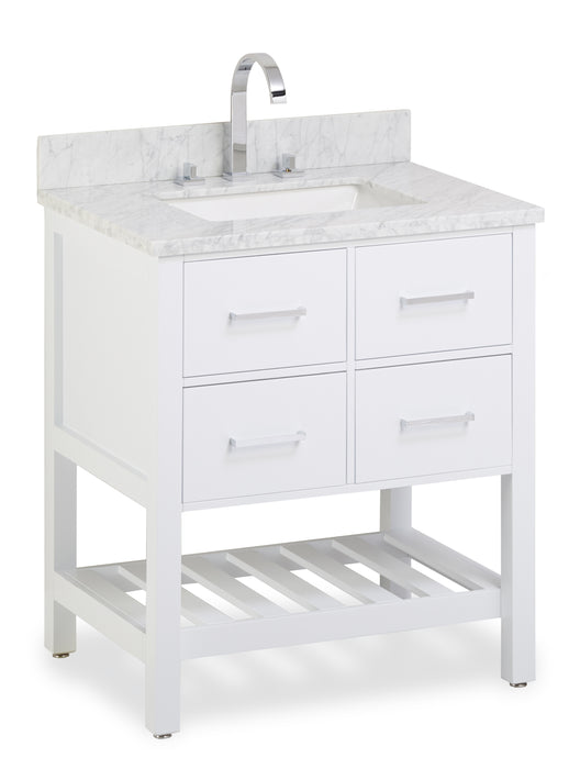 30-Inch Single Bathroom Vanity Cabinet in White, V-S06-2DR1S-30WH, Casual Collection