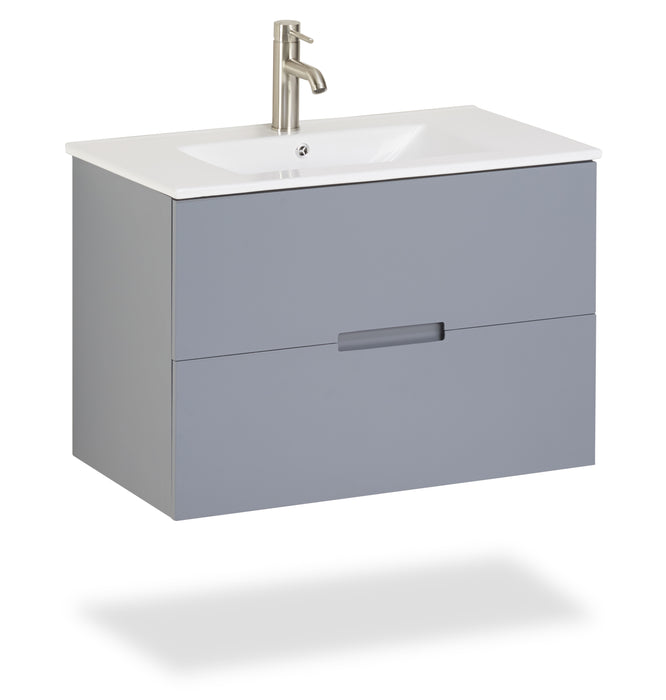 32-Inch Wall-Mount Floating Bathroom Vanity Cabinet in Grey, V-W12DR-3218GR, Modern Collection