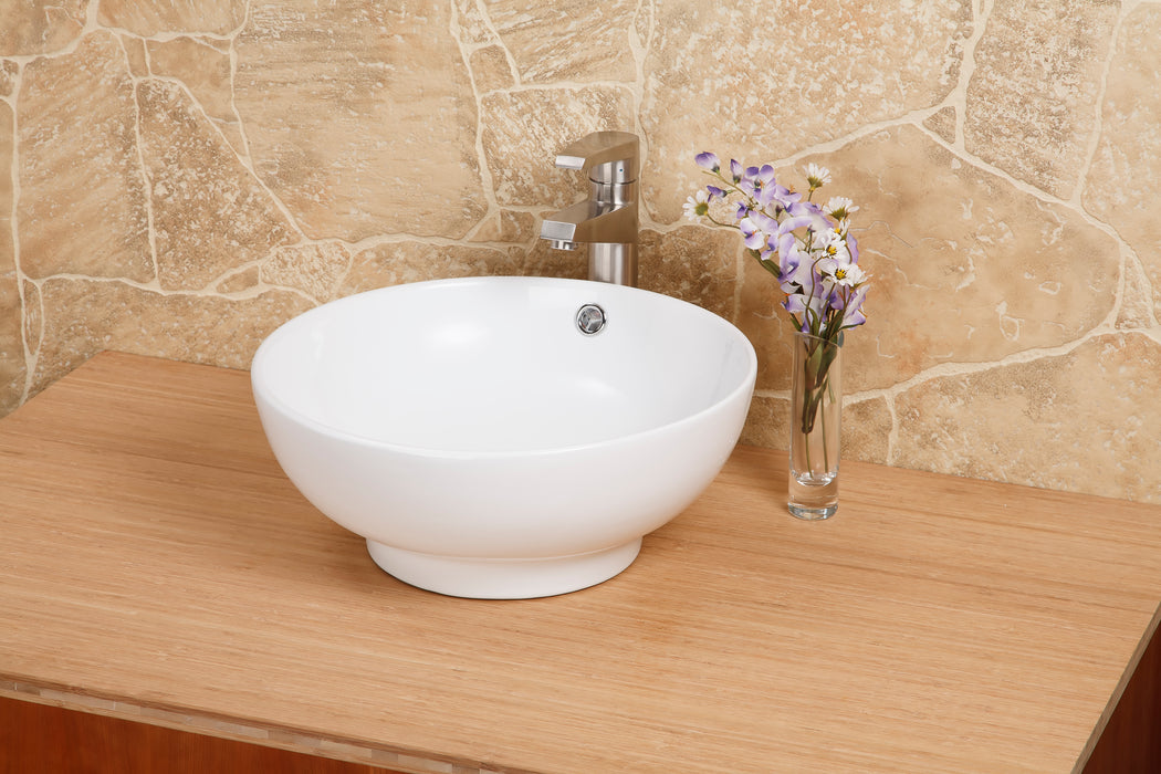 KBFMORE™ 17" Round Porcelain Vessel Bathroom Sink