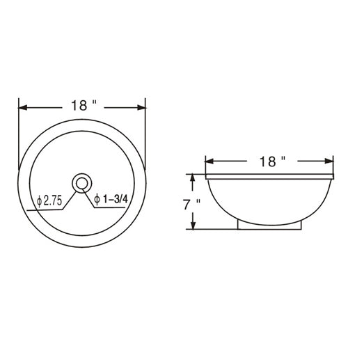 KBFMORE™ 17" Round Porcelain Vessel Bathroom Sink