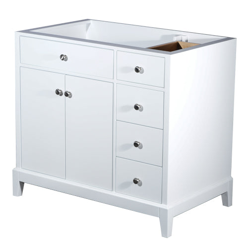 36-Inch Single Bathroom Vanity Cabinet in White, VC-S05-2D4DR-36WH-1, Transitional Collection