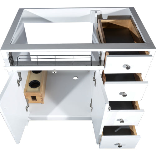 36-Inch Single Bathroom Vanity Cabinet in White, VC-S05-2D4DR-36WH-1, Transitional Collection