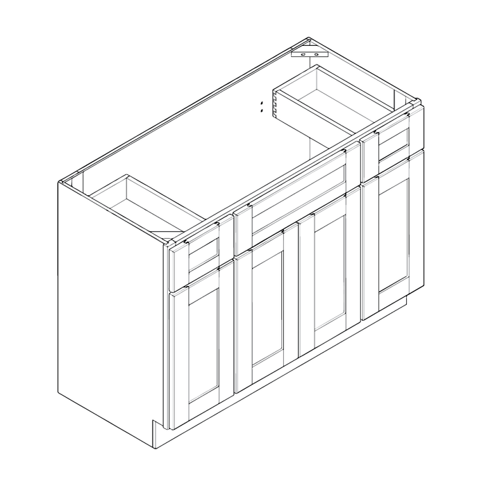 Wide Vanity Sink Base (Raised Panel Candlelight/Framed/RTA)