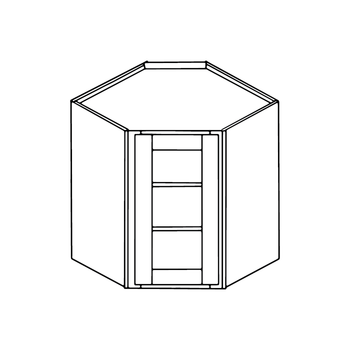 Glass Door Diagonal Wall Cabinet (Flat Cream/Frameless/RTA)