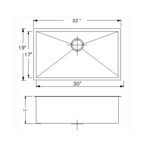 KBFMORE™ 32" Stainless Steel Single Bowl Zero Radius Kitchen Sink