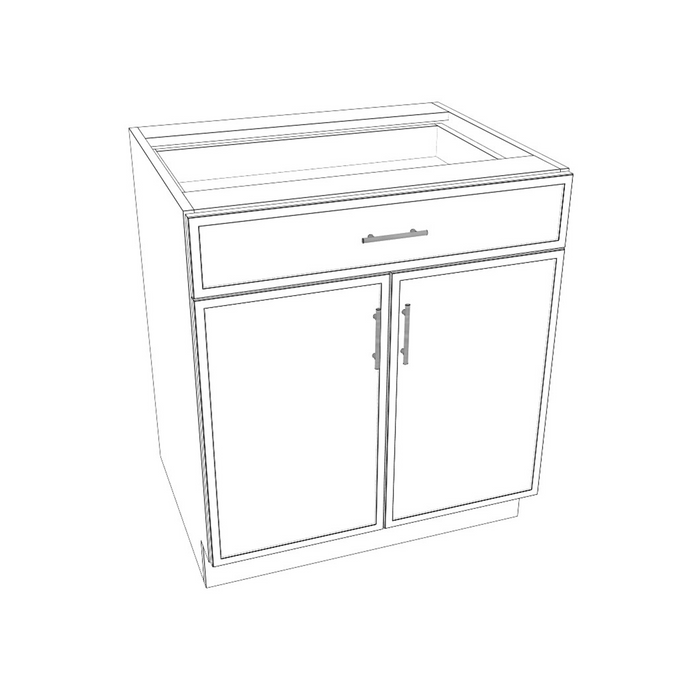 Double Door with Single Drawer Base Cabinet (Slim Shaker Charcoal Gray/Frameless/Assembled)