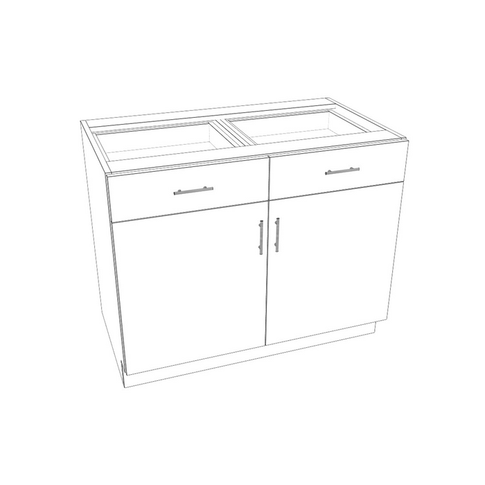 Double Door with Double Drawer Base Cabinet (Flat Gray/Framed/RTA)