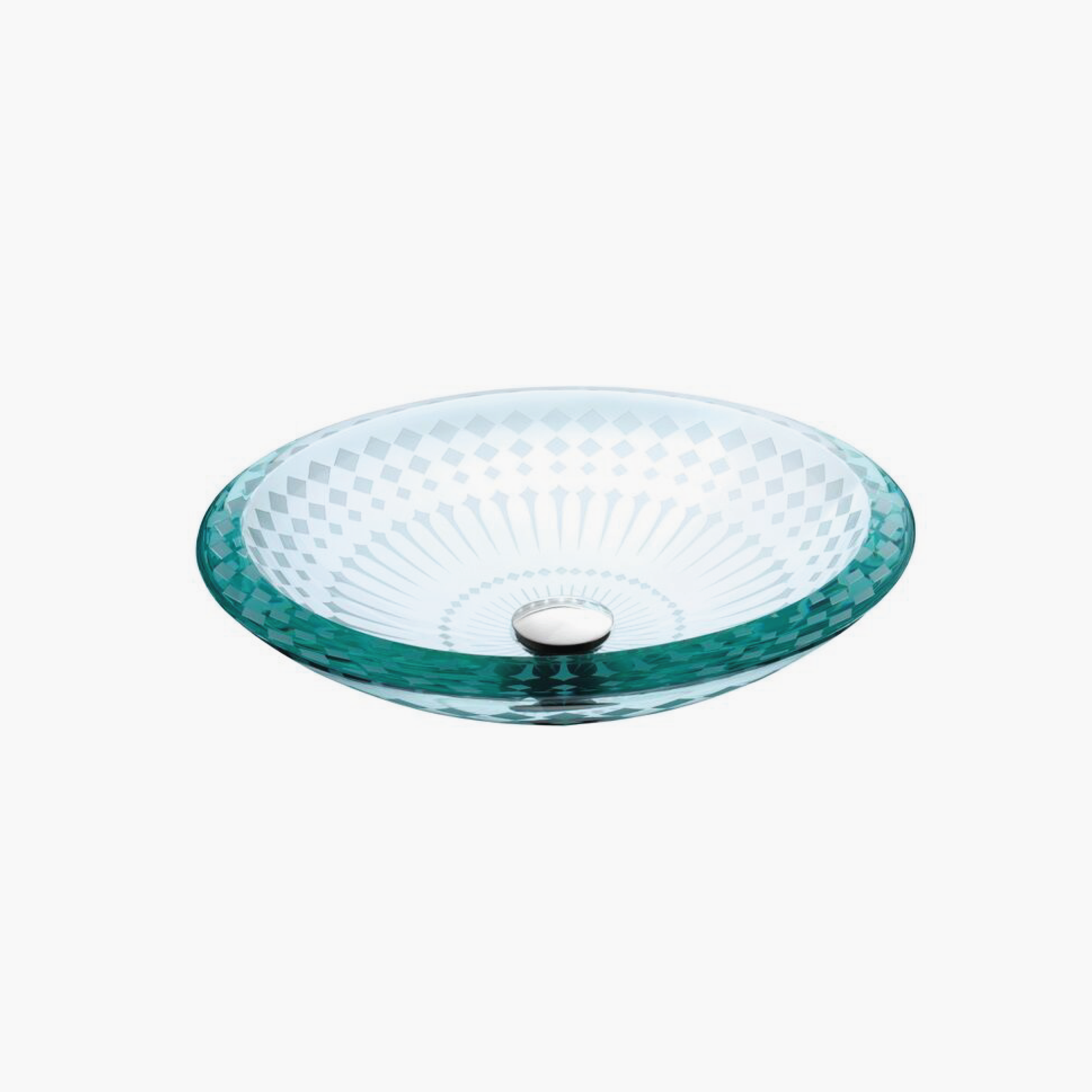 KBFMORE™ 16" Circular Luxury Clear Glass Vessel Bathroom Sink