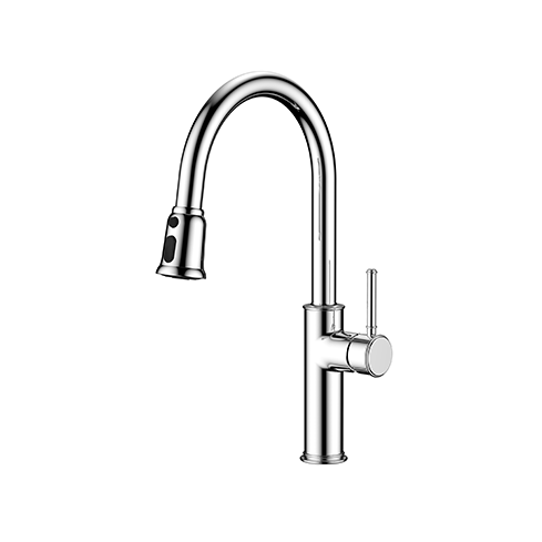 KBFMORE™ 18.5" Brushed Nickel Pull Down Kitchen Faucet with Double Function Spray Head