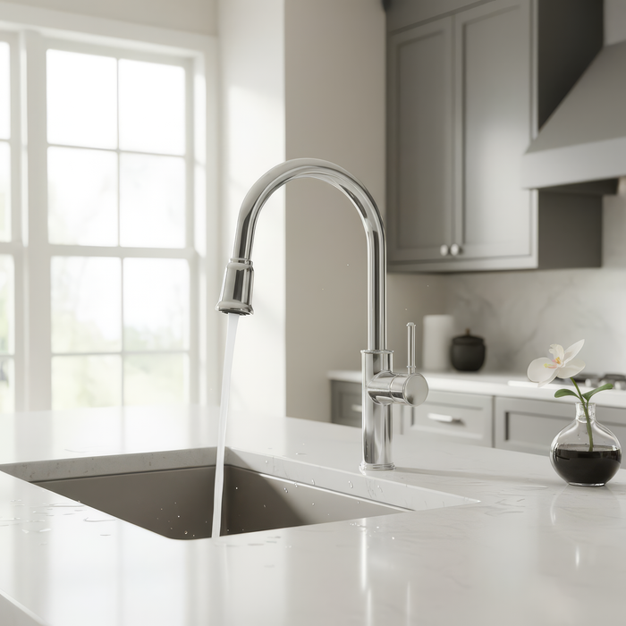 18-1/2 Inch Pull Down Dual-Function Spray Kitchen Faucet in Stainless Steel, K08SS