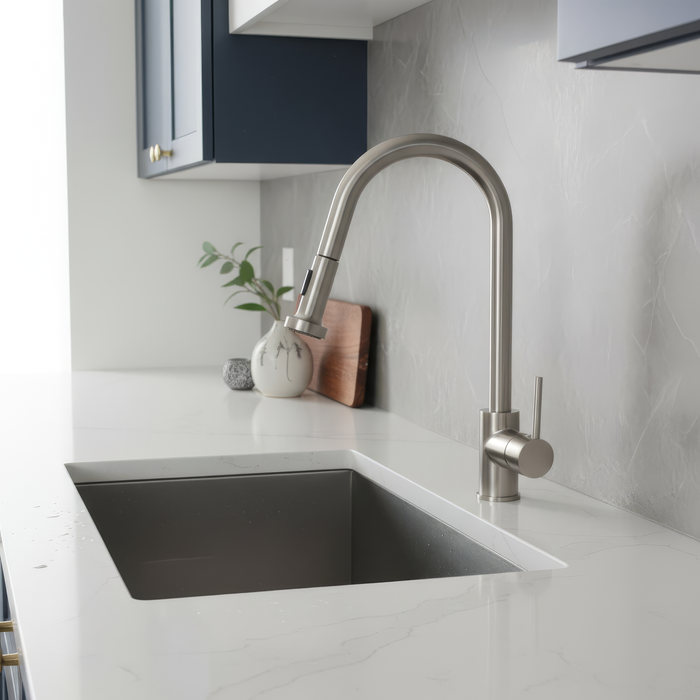 16-1/2 Inch Pull Down Dual-Function Spray Single Handle Kitchen Faucet in Polished Chrome, K70PC