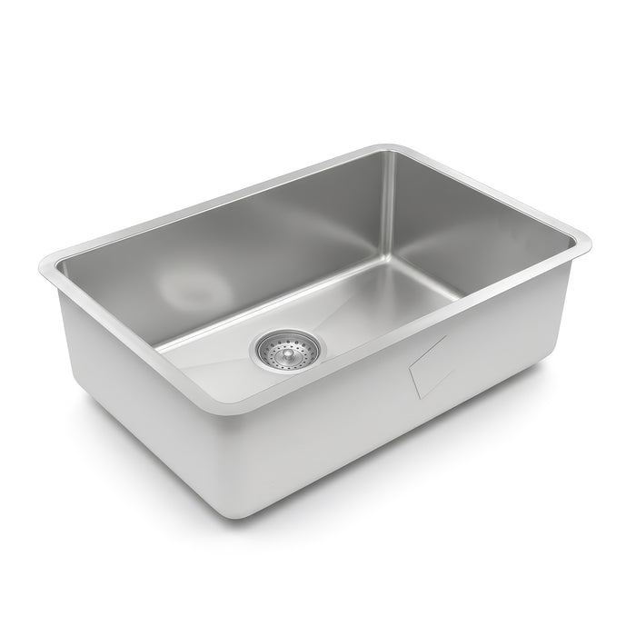 27 Inch 20mm (3/4") Radius Undermount 18-Gauge Stainless Steel Single Bowl Kitchen Sink, R20S2718-18
